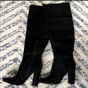 Black Wide Calf Thigh High Boots